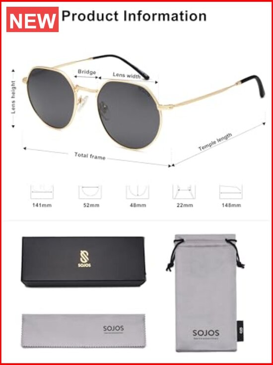 Panto Octagonal Polarized Sunglasses UV400 Protection Metal Frame Classic